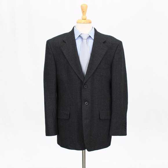 Oscar de la Renta 43R Gray Check 3-Button Sport Coat Blazer Jacket G117 - Picture 1 of 11